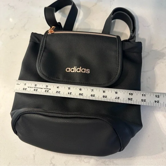 ADIDAS BLACK FAUX LEATHER ROSE GOLD SMALL FESTIVAL‎ DRAWSTRING BACKPACK - Picture 6 of 11